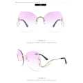 Randlose Übergröße Brille Mode Übergroße Damen Sonnenbrille in rosa Tönung schöne randlose Übergröße Brille